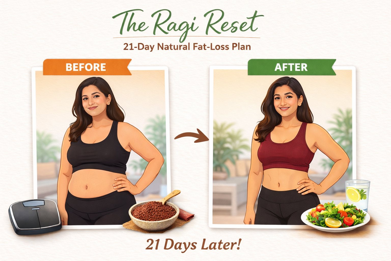 5–7 kg Fat Loss in 21 Days using Ragi Ebook (No Gym, Low Budget)